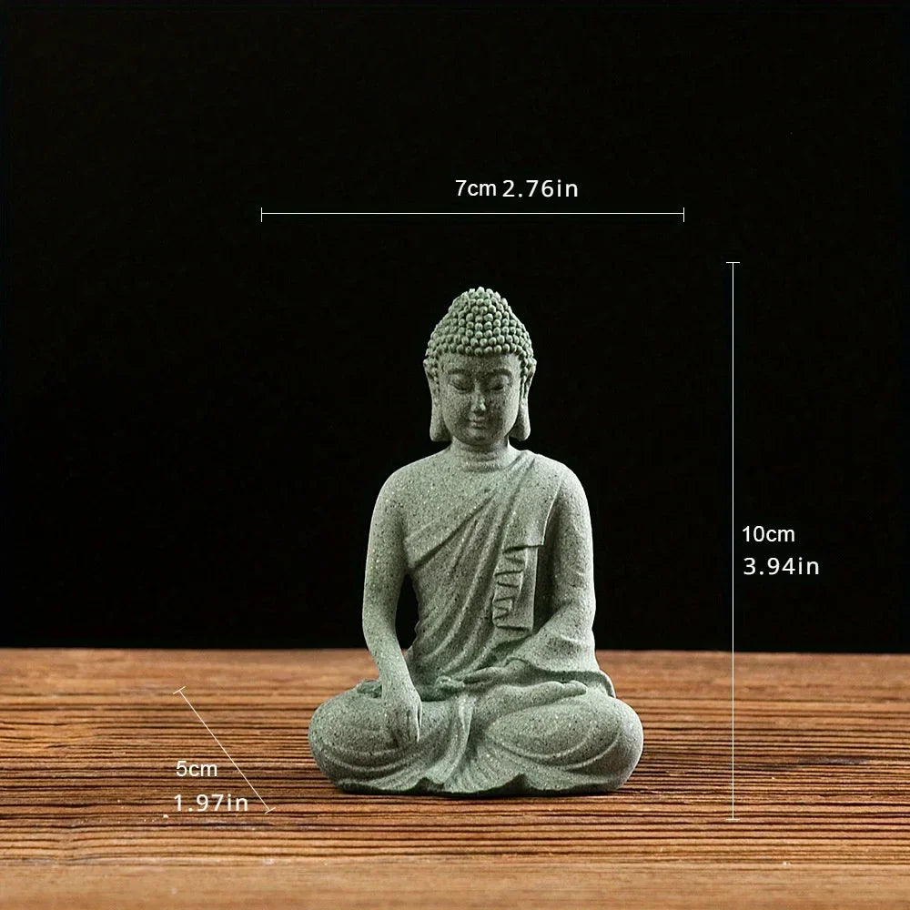 Green Sandstone Buddha Statue - Hand-Carved Meditation Figurine for Home & Altar | Buddhive
