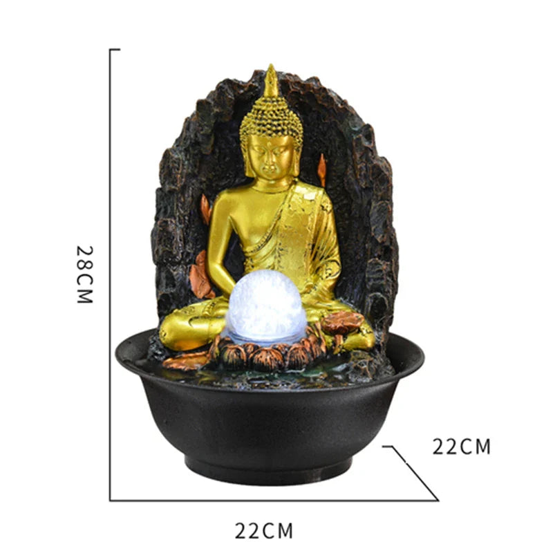 Buddha Fountain Zen Water Fountain - Resin Indoor Tabletop with Flowing Water | Buddhive