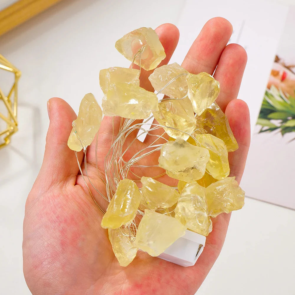 Natural Quartz Crystal String Lights LED - Healing Stone Decor for Meditation Room | Buddhive