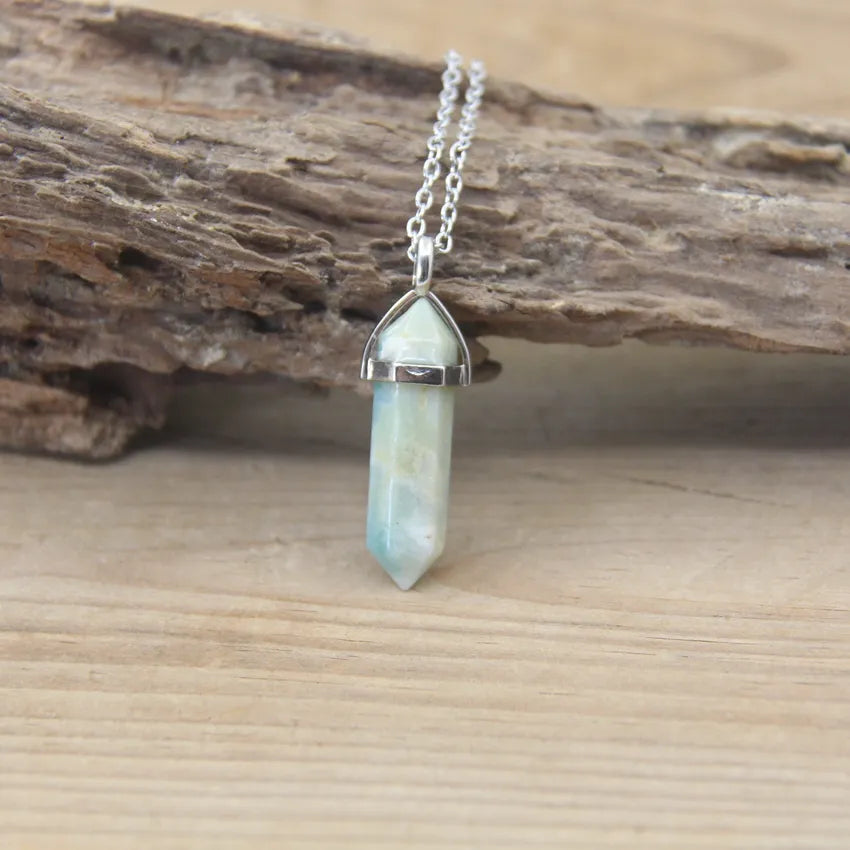 Hexagonal Stone Necklace - Natural Gemstone Pendant - Tiger's Eye & Obsidian | Buddhive