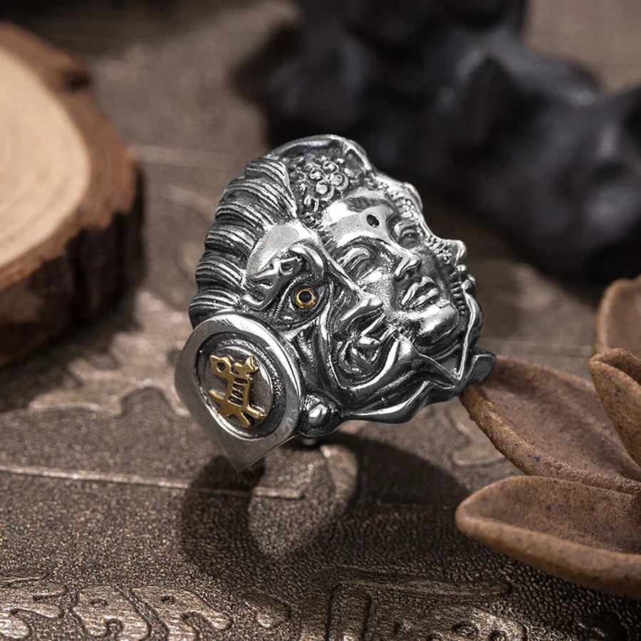 Buddha Ring Demon Protection Zinc Alloy Men's Buddhist Ring 8mm | Buddhive