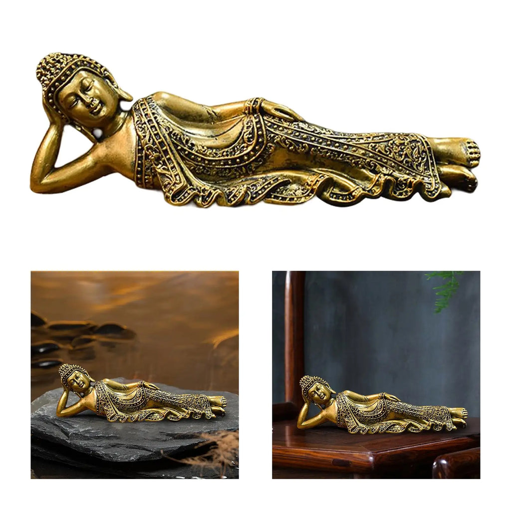 Reclining Buddha Statue Resin Gold Finish - Peaceful Home Decor & Meditation | Buddhive