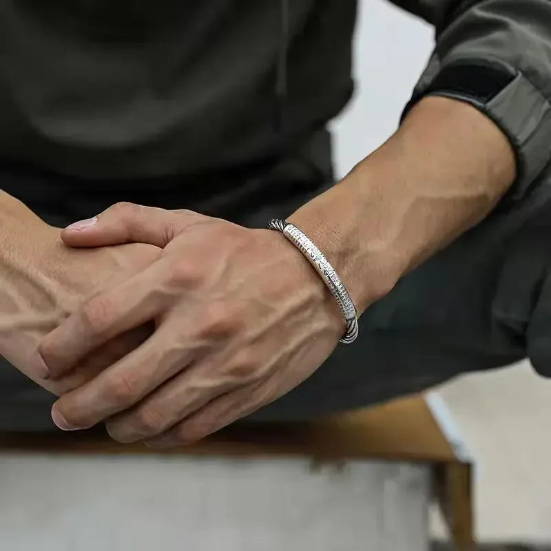 Tibetan Buddhist Silver Bracelet - Adjustable Aluminum Alloy - Spiritual Jewelry | Buddhive