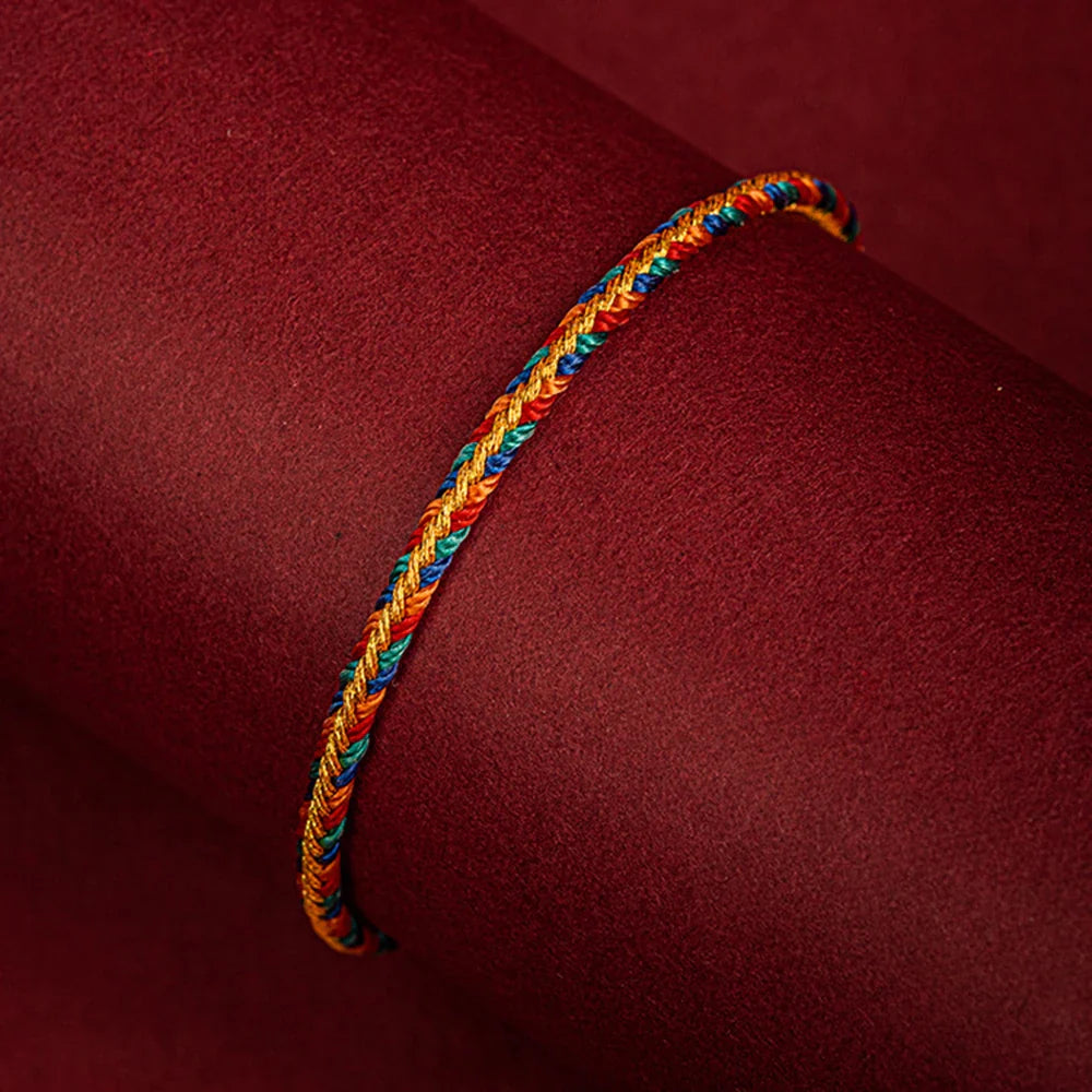 Tibetan Buddhist Bracelet Hand-Braided Cotton - Natural Stone Beads | Buddhive