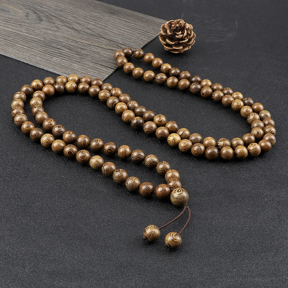 Tibetan Mala Necklace Natural Wood Beads 108 - Prayer Meditation Japa Mala | Buddhive