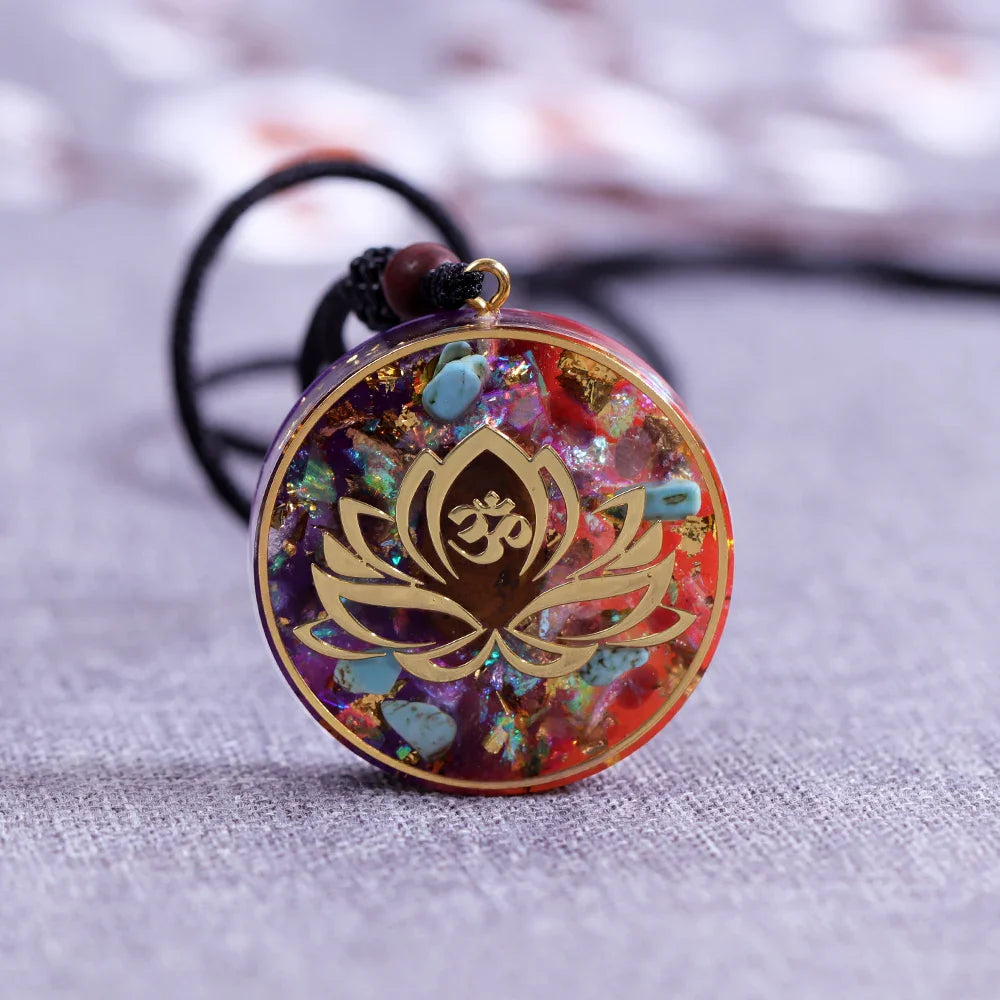 Orgonite Lotus Necklace Pendant - Energy Balancing Crystal Jewelry | Buddhive