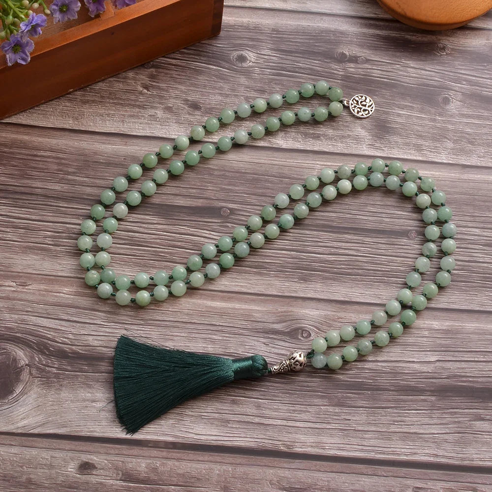 Mala Beads Necklace Burmese Jade 108 Prayer Beads - Meditation & Mantra Counting | Buddhive