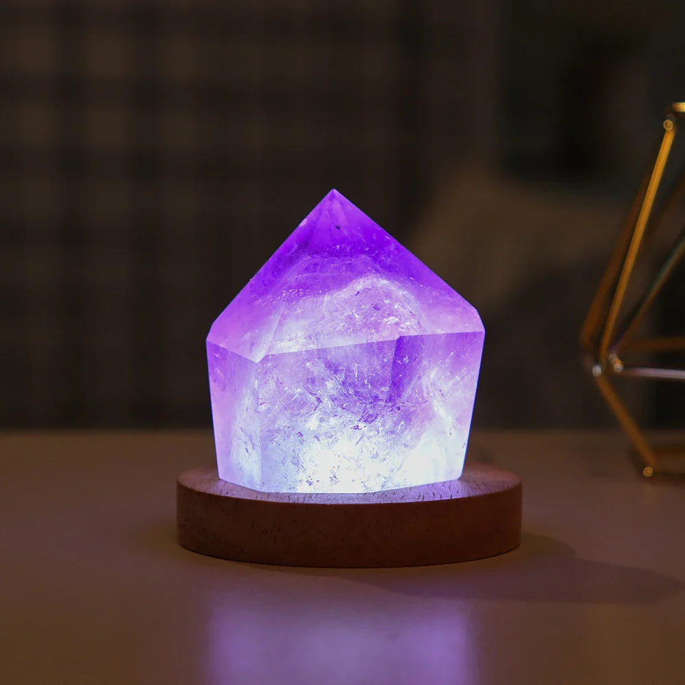 Amethyst Crystal Lamp - Natural Gemstone Point Tower - Zen Healing Decor | Buddhive