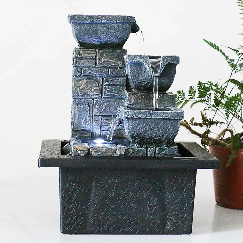Zen Fountain Resin Water Feature - Buddha Tabletop Decor for Home & Office | Buddhive