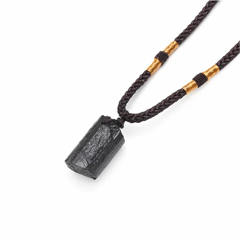 Black Tourmaline Necklace Raw Stone - Natural Crystal Protection Jewelry | Buddhive