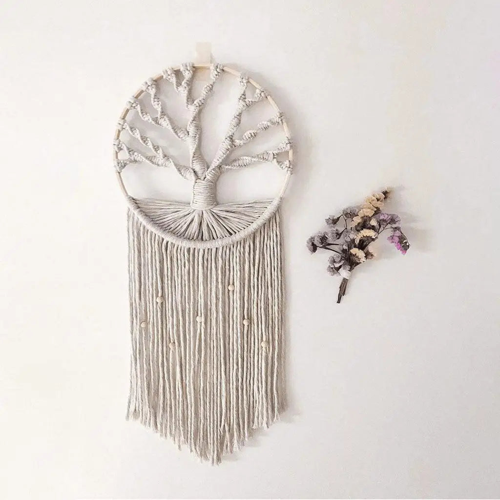 Tree of Life Dreamcatcher Macrame Wall Hanging - Handwoven Cotton Boho Decor 26" | Buddhive