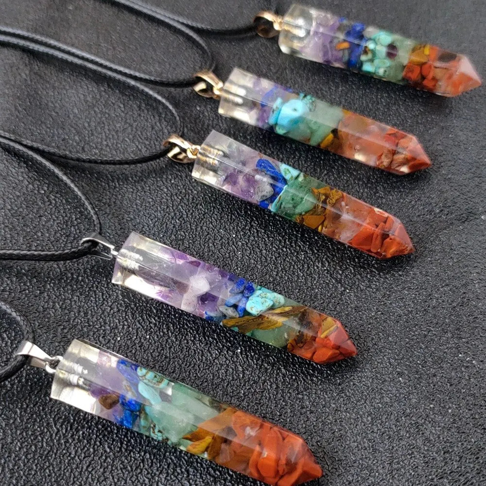 7 Chakra Necklace Natural Stone Pendant - Energy Balance Jewelry | Buddhive