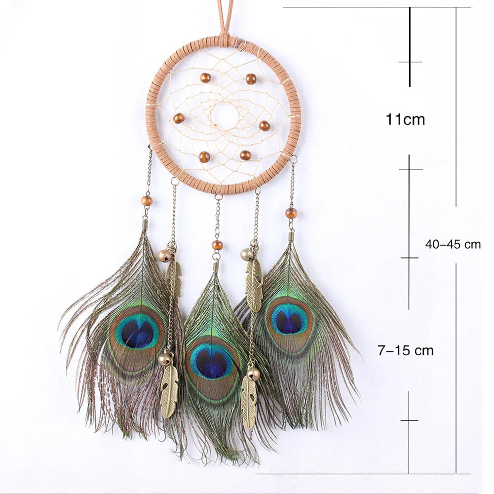 Peacock Feather Dream Catcher - Organic Handmade Boho Wall Decor | Buddhive