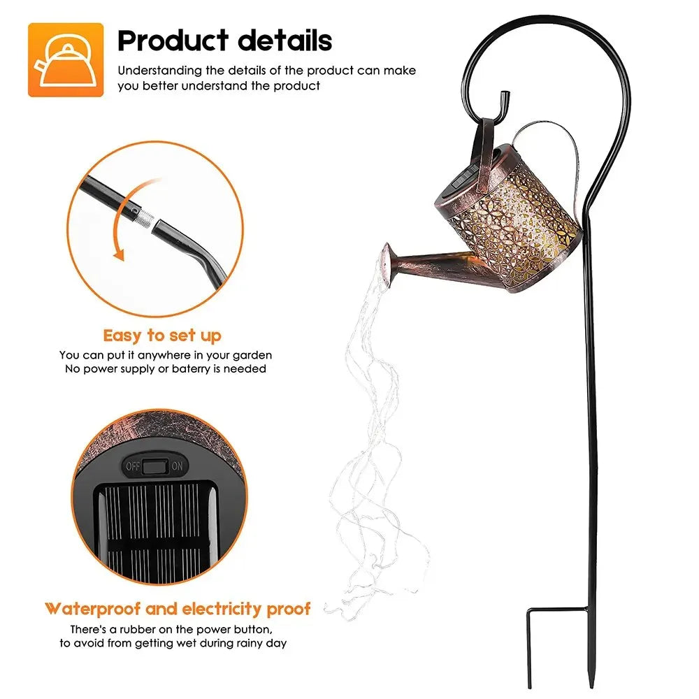Solar Watering Can Garden Light - LED Zen Decor Outdoor Lamp with Stake | Buddhive