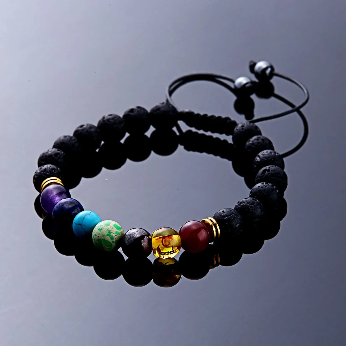 7 Chakra Bracelet with Lava Stone - Natural Gemstone Aromatherapy Diffuser | Buddhive