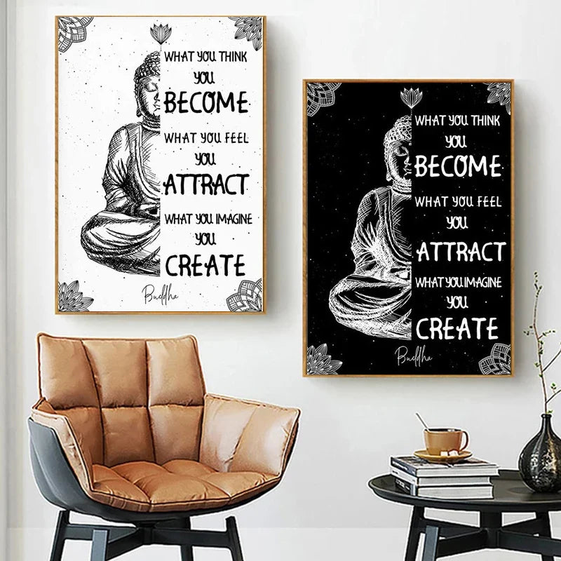 Buddha Wall Art Poster Zen Quote Canvas Print Modern Abstract Decor | Buddhive