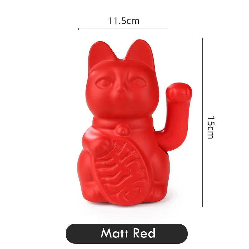 Maneki Neko Lucky Cat Ceramic Figurine - Animated Waving Paw Feng Shui Decor | Buddhive