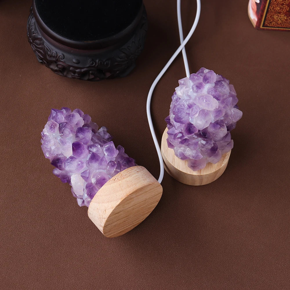 Amethyst Lamp - Natural Crystal Cluster Bedside Night Light - Zen Decor & Feng Shui | Buddhive