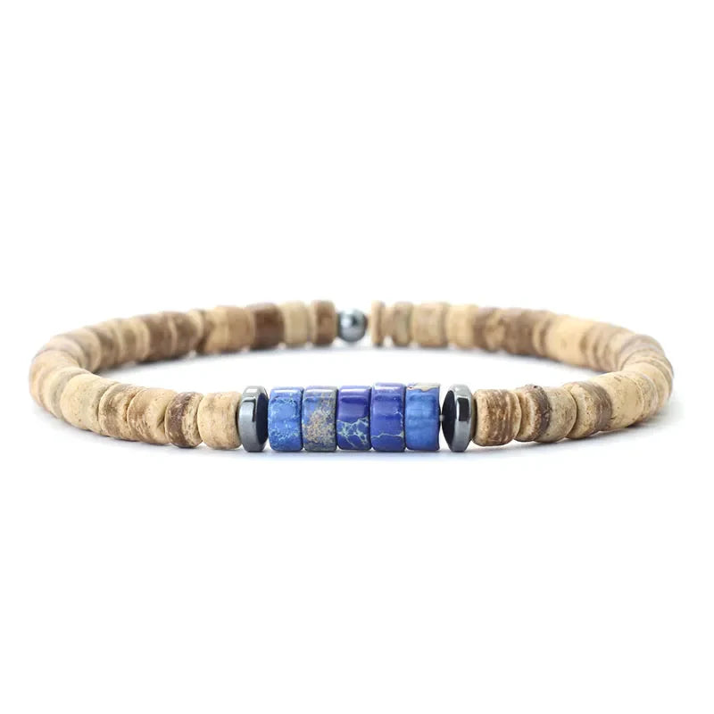 Tibetan Tiger Eye Wood Bracelet - Buddhist Prayer Beads for Protection & Strength | Buddhive