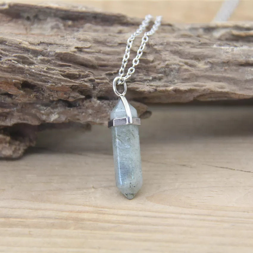 Hexagonal Stone Necklace - Natural Gemstone Pendant - Tiger's Eye & Obsidian | Buddhive