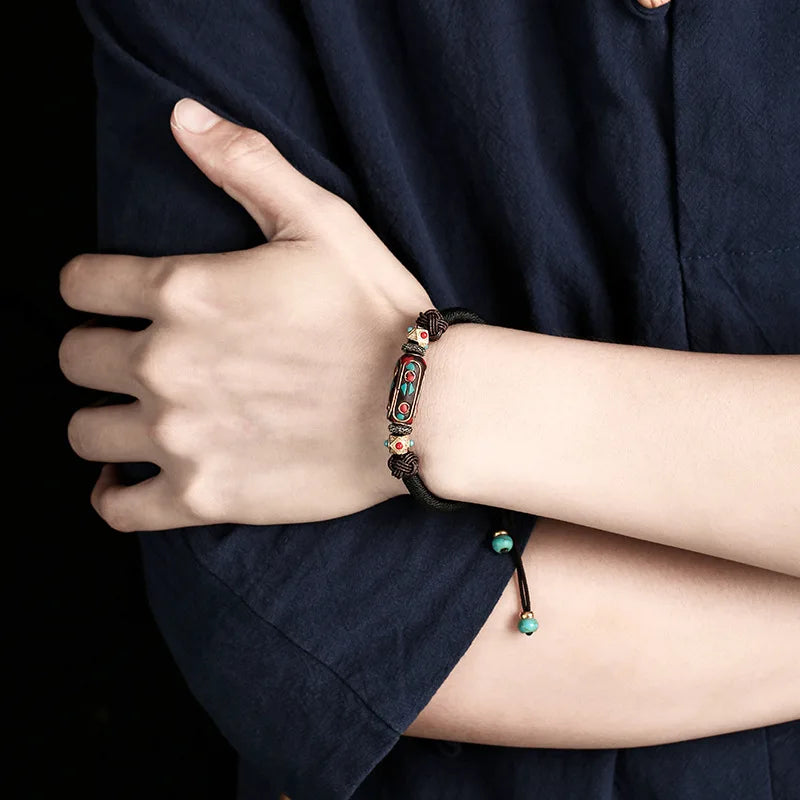 Tibetan Luck Bracelet Retro Geometric Charm - Adjustable Metal Buddhist Jewelry | Buddhive