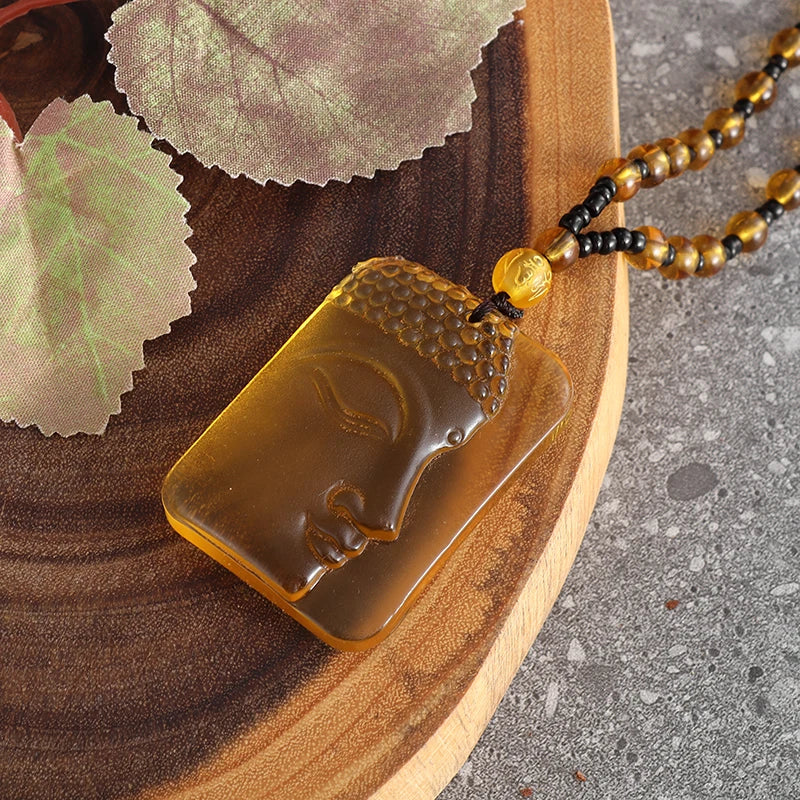 Buddha Pendant Yellow Jade Necklace - Unisex Buddhist Jewelry for Meditation | Buddhive