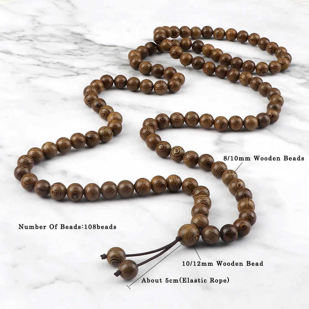 Tibetan Mala Necklace Natural Wood Beads 108 - Prayer Meditation Japa Mala | Buddhive