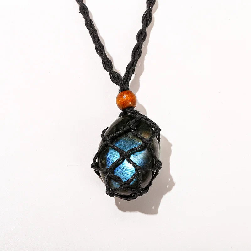 Labradorite Necklace Braided Natural Stone - Unisex Buddhist Jewelry | Buddhive