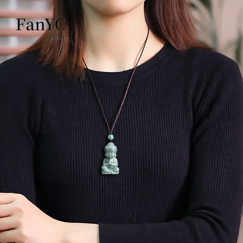 Jade Buddha Pendant - Genuine Natural Jade Stone - Buddhist Necklace Jewelry | Buddhive