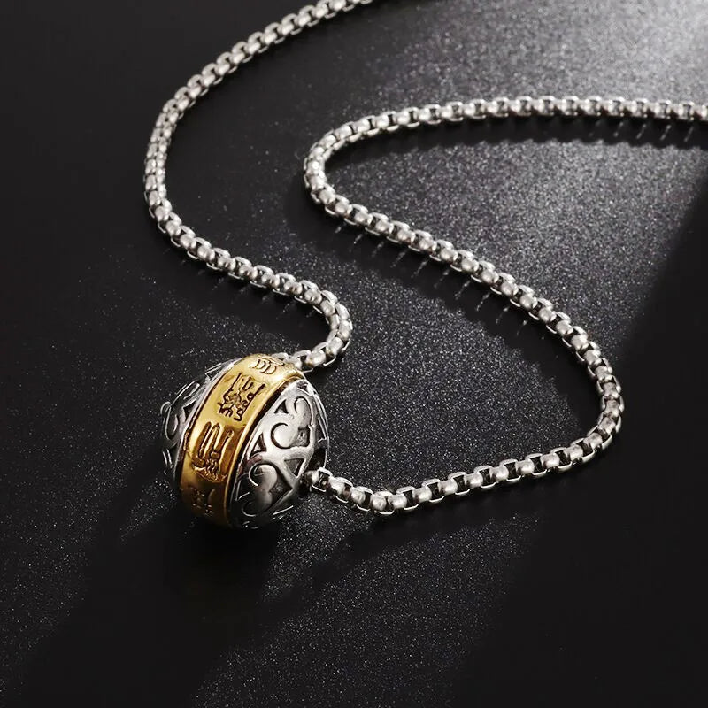 Spinning Om Pendant Necklace - Buddhist Copper Rotating Mantra Jewelry | Buddhive