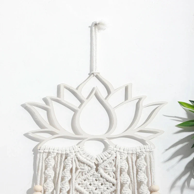 Macrame Dream Catcher Lotus Flower - Handwoven Boho Wall Hanging | Buddhive