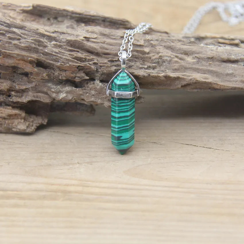 Hexagonal Stone Necklace - Natural Gemstone Pendant - Tiger's Eye & Obsidian | Buddhive