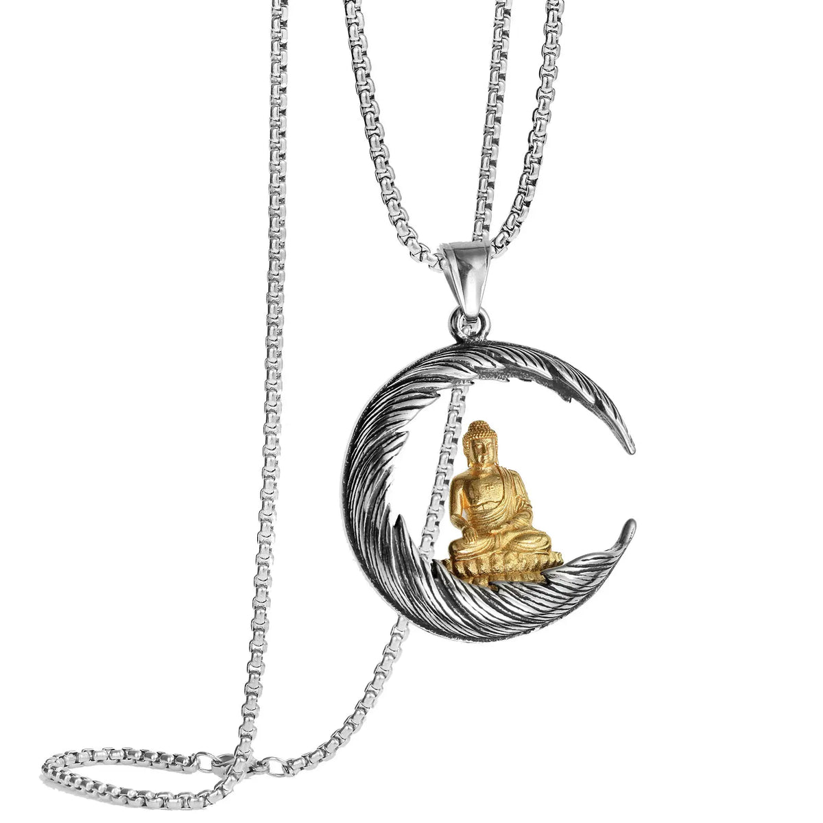 Buddha Moon Pendant Necklace - Zinc Alloy Spiritual Jewelry - Classic Geometric Design | Buddhive