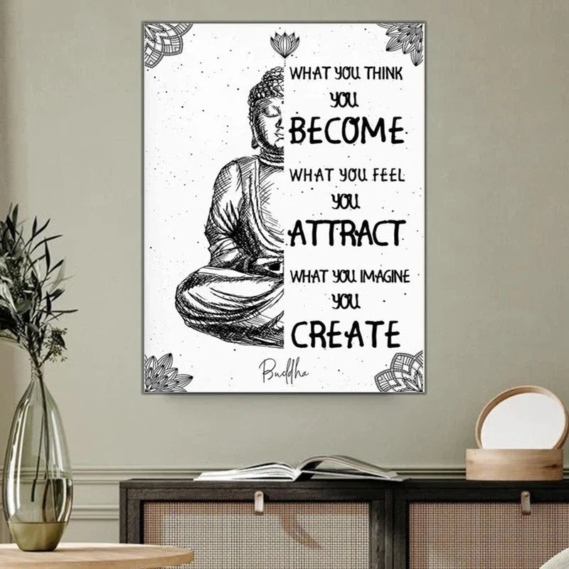 Buddha Wall Art Poster Zen Quote Canvas Print Modern Abstract Decor | Buddhive