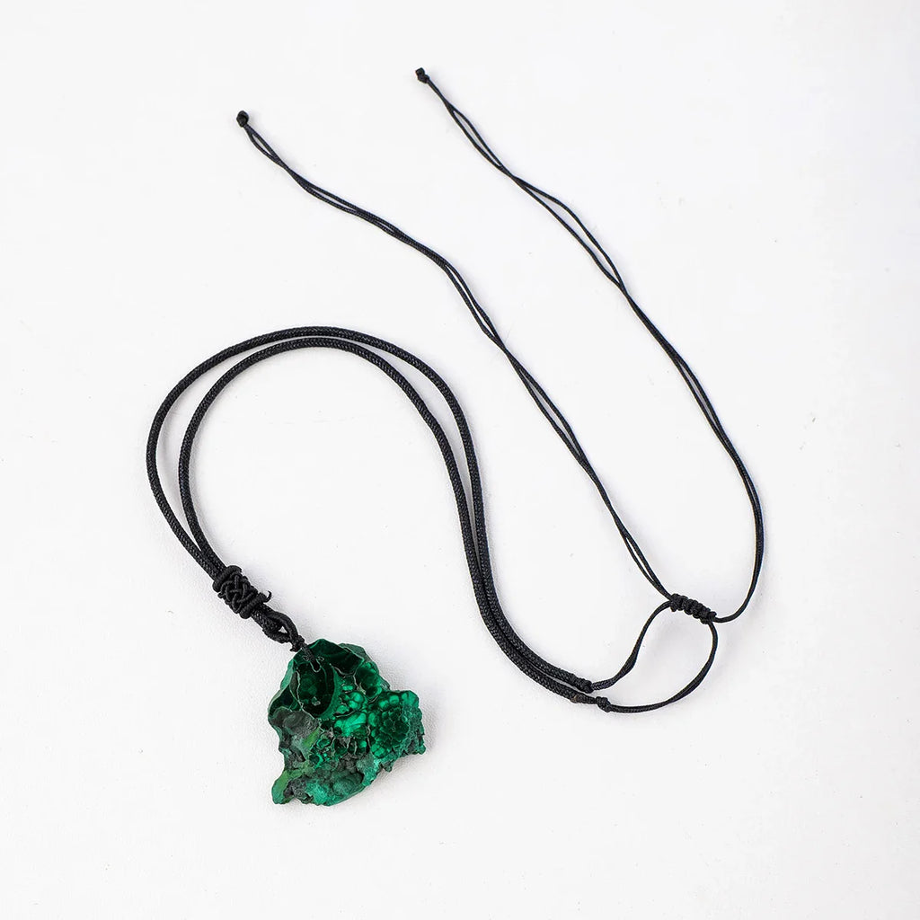 Malachite Necklace Raw Crystal Stone - Natural Gemstone Buddhist Jewelry | Buddhive