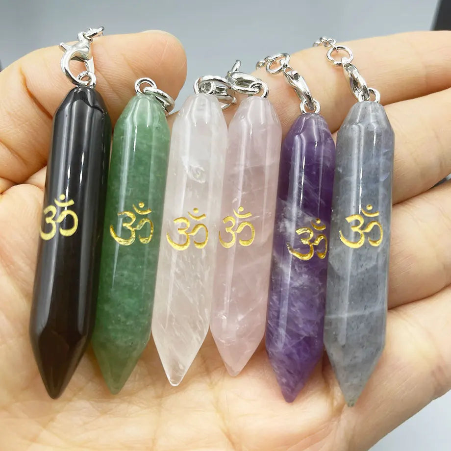 Dowsing Pendulum Natural Stone with OM Symbol - Crystal Divination Tool for Reiki & Energy Work | Buddhive