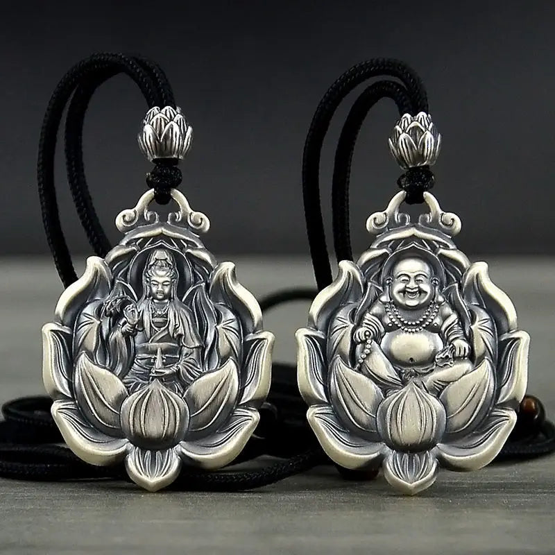 Buddhist Amulet Pendant Silver - Copper Alloy Geometric Protection Charm | Buddhive