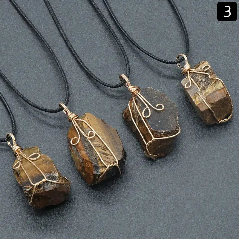 Yellow Crystal Stone Necklace - Natural Gemstone Circle Pendant - Buddhist Jewelry | Buddhive