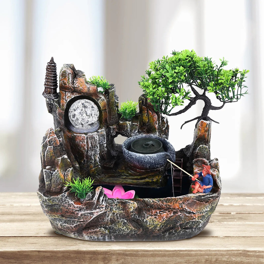 Zen Water Fountain Indoor LED Tabletop - Paradise Corner Relaxation Decor | Buddhive