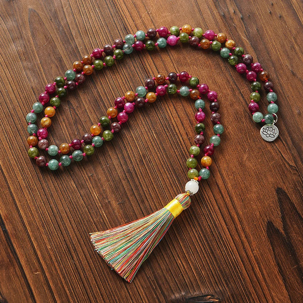 Tibetan Mala Beads Precious Gemstone 108 Prayer Necklace - Handcrafted Natural Stone | Buddhive