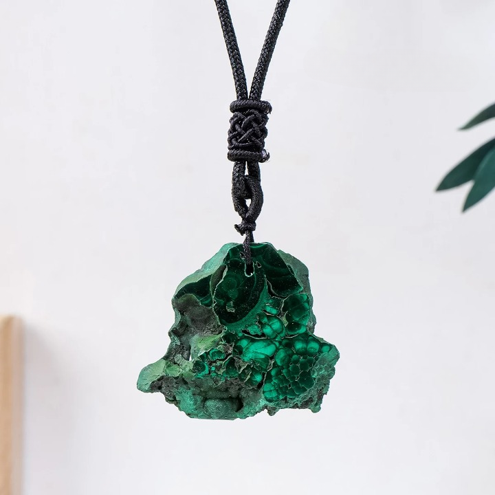 Malachite Necklace Raw Crystal Stone - Natural Gemstone Buddhist Jewelry | Buddhive