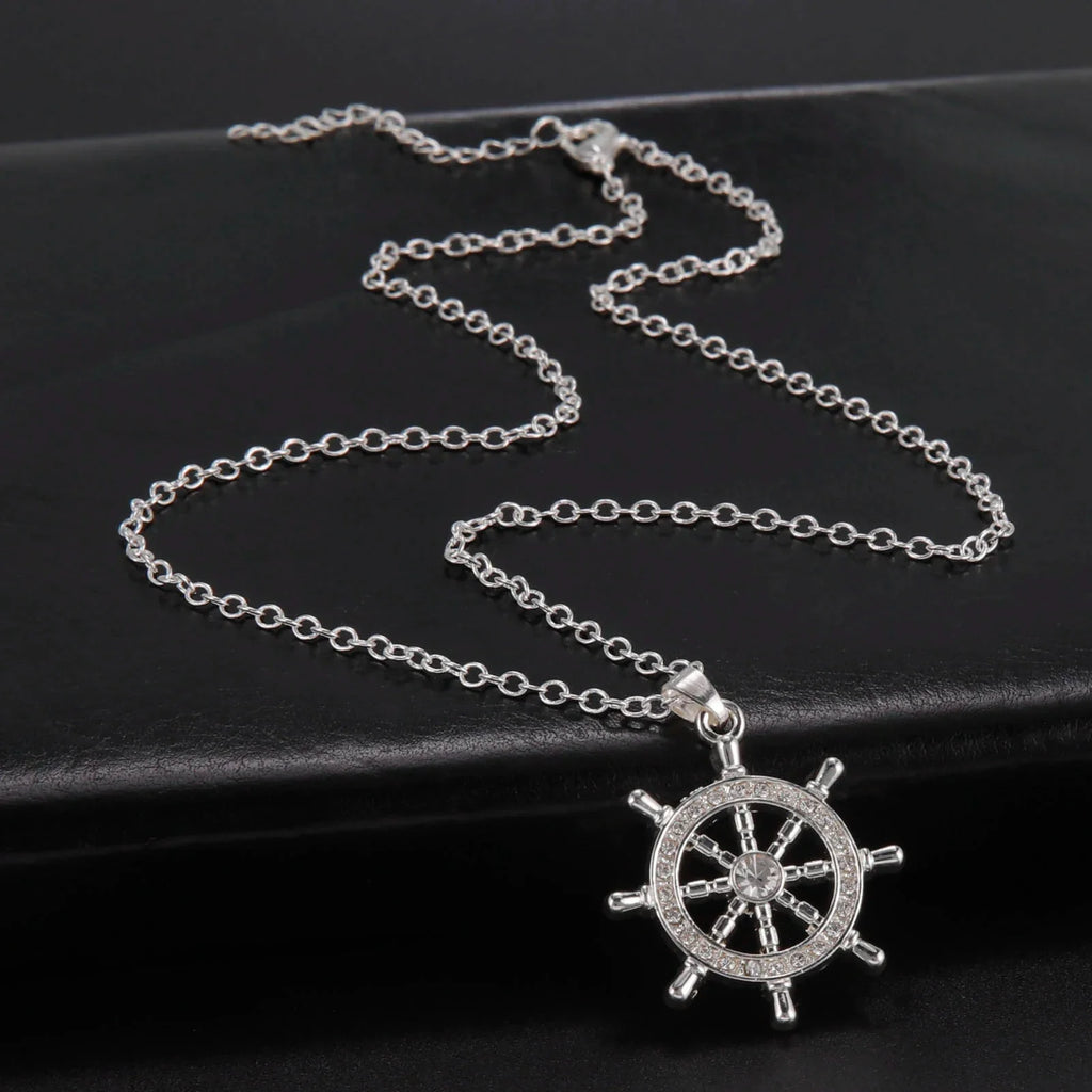 Buddhist Rudder Pendant Stainless Steel - Spiritual Navigation Symbol Necklace | Buddhive