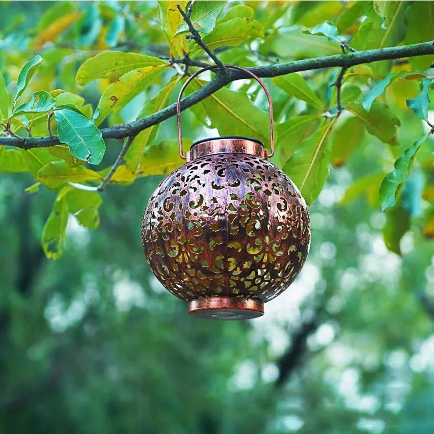 Solar Garden Lantern Antique Bronze - LED Outdoor Light with Shadow Play | Buddhive