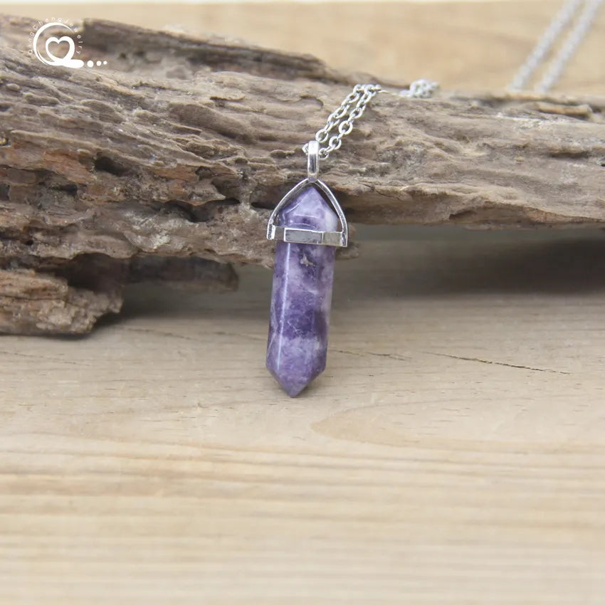 Hexagonal Stone Necklace - Natural Gemstone Pendant - Tiger's Eye & Obsidian | Buddhive