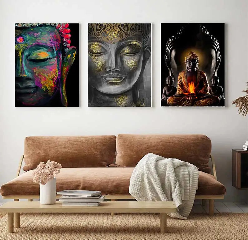 Smiling Buddha Poster Canvas Print - Zen Wall Art for Meditation & Home Decor | Buddhive