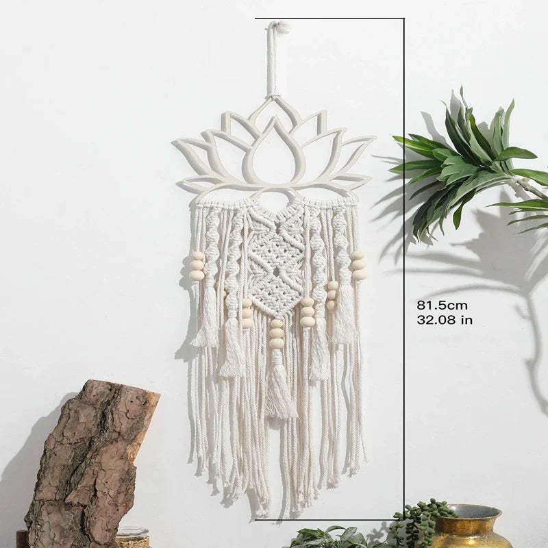 Macrame Dream Catcher Lotus Flower - Handwoven Boho Wall Hanging | Buddhive