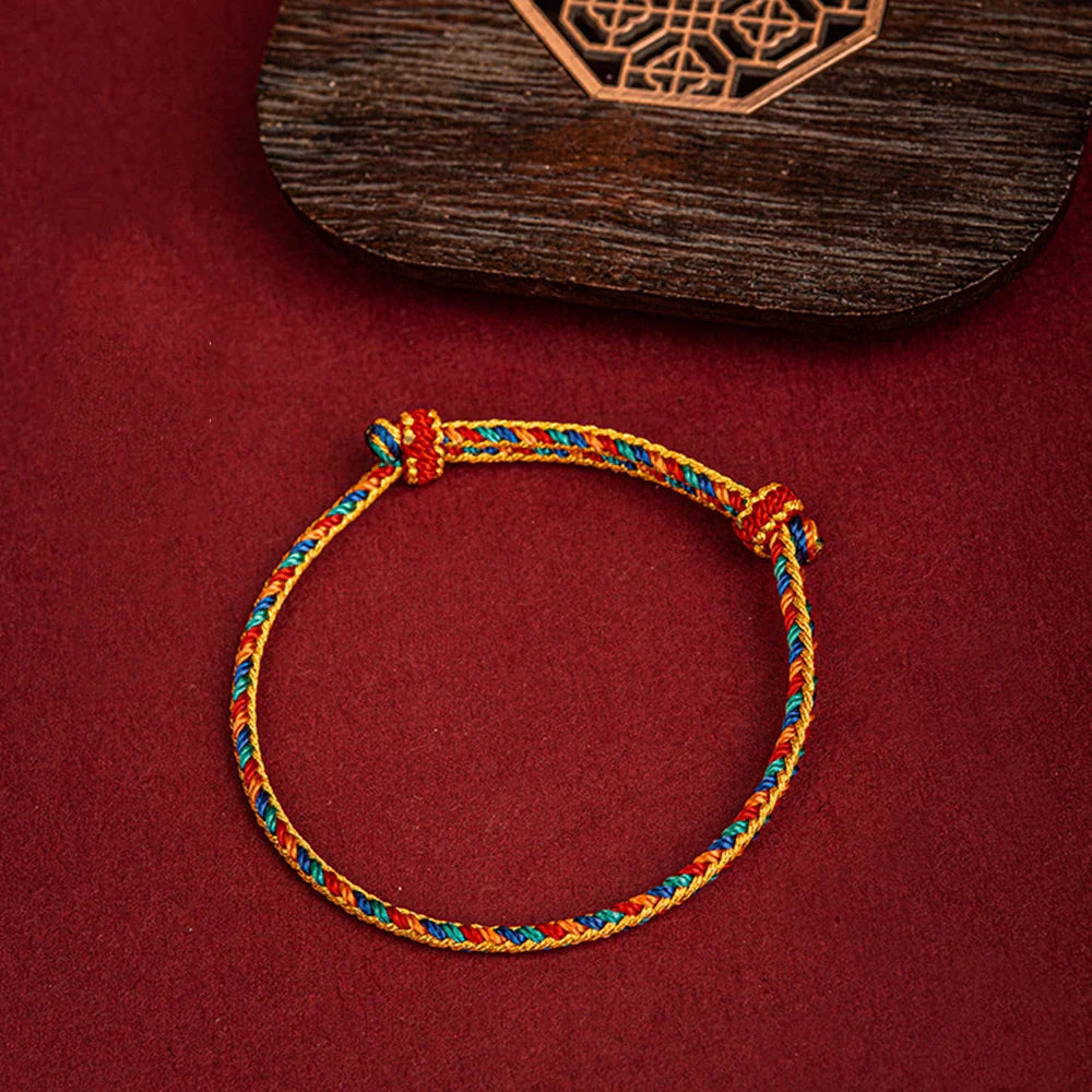 Tibetan Buddhist Bracelet Hand-Braided Cotton - Natural Stone Beads | Buddhive
