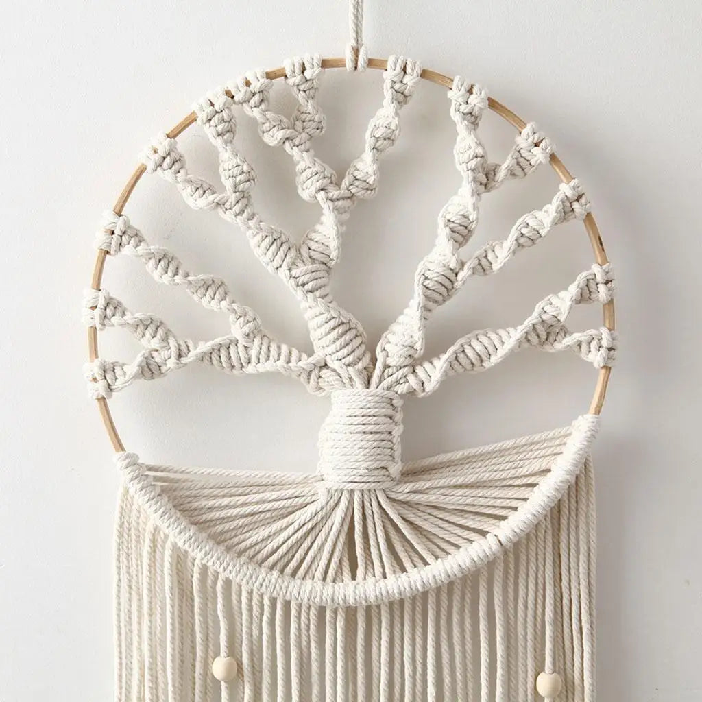 Tree of Life Dreamcatcher Macrame Wall Hanging - Handwoven Cotton Boho Decor 26" | Buddhive