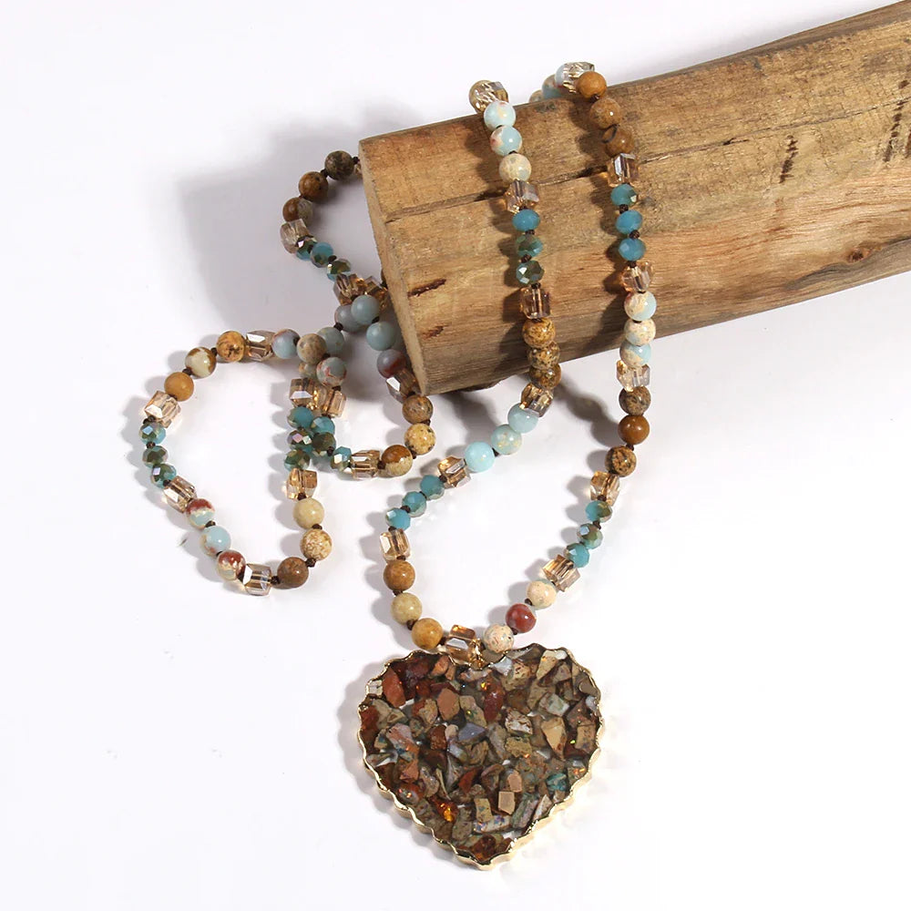 Green Heart Stone Necklace - Natural Gemstone Pendant - Buddhist Jewelry | Buddhive