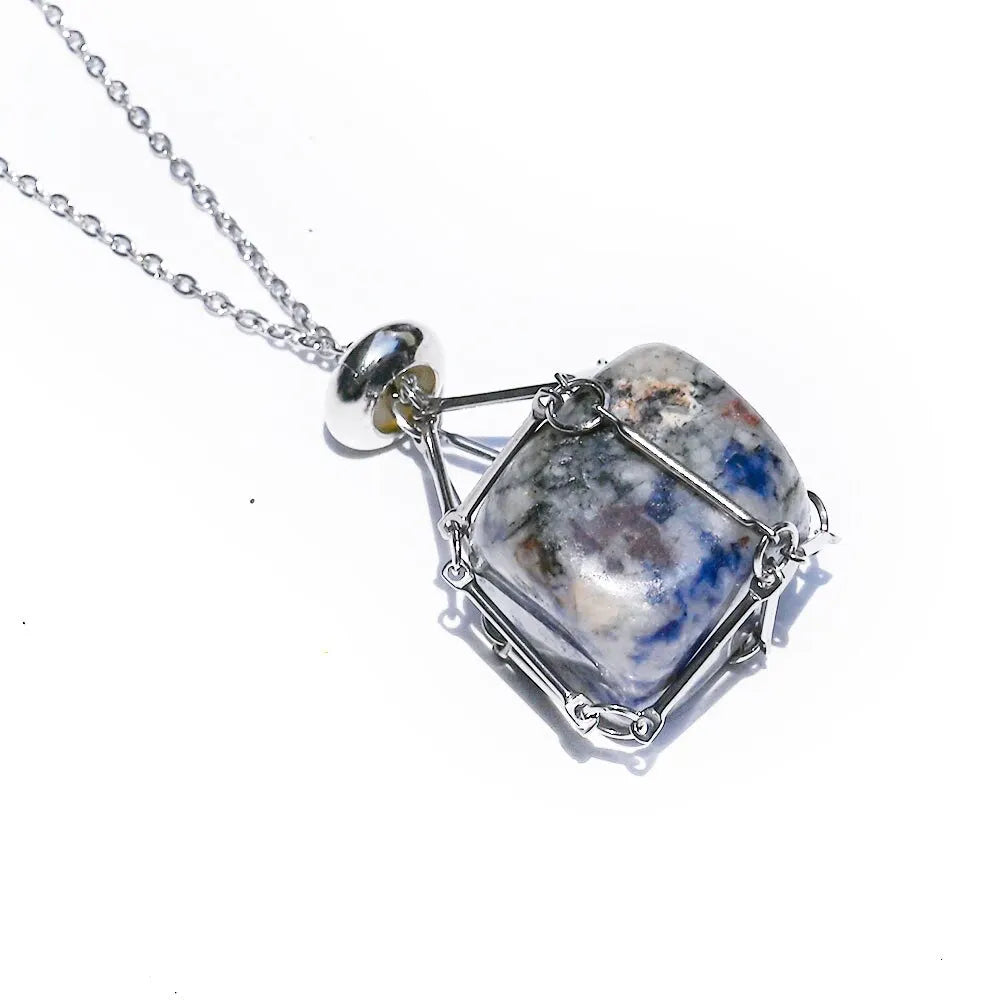 Jade Necklace Natural Crystal Buddhist Jewelry - Stainless Steel Chain | Buddhive
